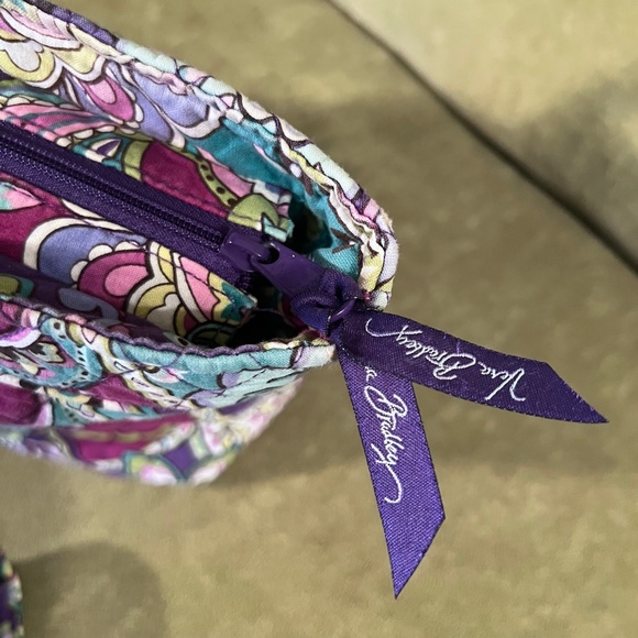 Vera Bradley HEATHER Purple/Teal Mandy Tote Shoulder Bag & Turnlock Wallet Combo - Picture 7 of 11